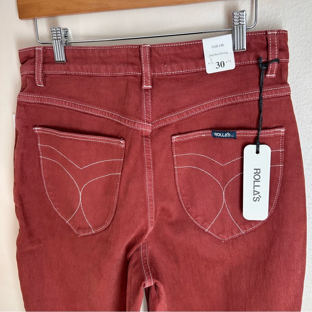 ROLLA'S Sailor High-Rise Wide-Leg Jean in Brick - Picture 7 of 8